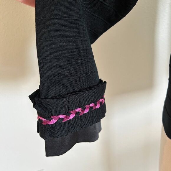 Ming Wang Twinset S Black Pink Ribbo Jacket Cardigan Tank Top 2 Pc Dressy - Picture 5 of 16